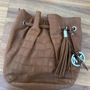 Michael Kors Tan Croc-Embossed Shoulder Bag